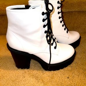 White Wedge boots